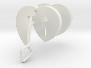 Heart Cross Spiral Pendant in White Natural Versatile Plastic