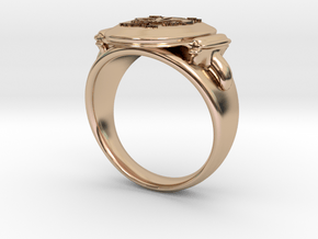 Anello Con Giglio Fiorentino Repubblicano misura 2 in 14k Rose Gold Plated Brass