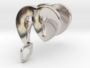 Heart Cross Spiral Pendant in Platinum
