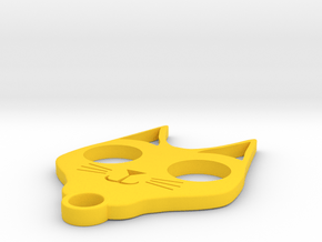 Big Eyed Kitty Keyring in Yellow Processed Versatile Plastic