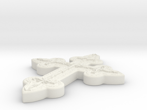 Trefoil Gothic Cross in White Natural Versatile Plastic