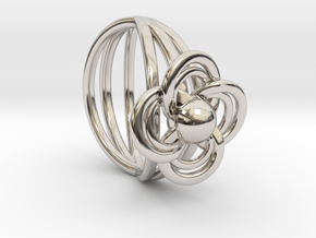 FlowerRing Size 53 in Rhodium Plated Brass