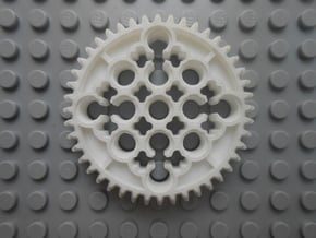 LEGO®-compatible 44-tooth bevel gear w/ pinhole R2 in White Natural Versatile Plastic