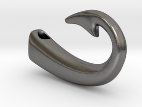 Fishing Hook Pendant  in Polished Nickel Steel