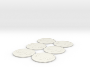 Winged Blood Drop Tokens (1,2,2,3,3,4) Roman Numer in White Natural Versatile Plastic