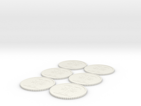 Inq Tokens (1,2,2,3,3,4) Roman Numerals in White Natural Versatile Plastic