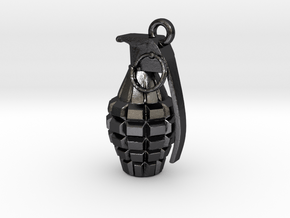 Grenade pendant in Polished and Bronzed Black Steel