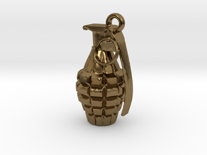Grenade pendant in Polished Bronze
