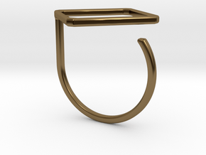 Rhombus ring shape. in Polished Bronze