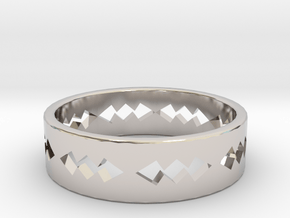 Jagged Ring Size 5 in Rhodium Plated Brass