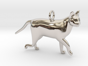 Cat in Rhodium Plated Brass