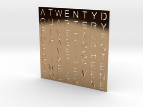 Timesquare Wordclock faceplate (Helvetica font) in Polished Brass