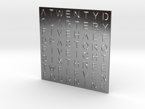 Timesquare Wordclock faceplate (Helvetica font) in Polished Silver