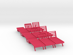 Poolside Chairs (9x), 1:48 dollhouse / O scale   in Pink Processed Versatile Plastic