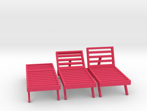 Poolside Chairs (3x), 1:48 dollhouse / O scale in Pink Processed Versatile Plastic