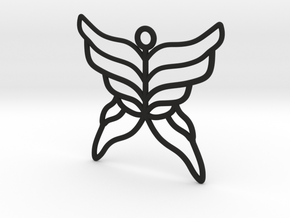 Butterfly Pendant in Black Natural Versatile Plastic