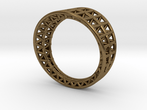 Lattice Framework Modern Ring in Natural Bronze