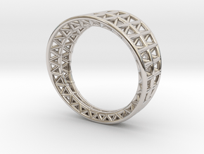 Lattice Framework Modern Ring in Rhodium Plated Brass