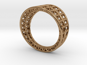 Lattice Framework Modern Ring in Polished Brass