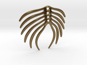 Abstract Feather Pendant in Polished Bronze
