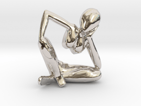 Small African Sculpture in Rhodium Plated Brass
