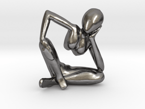 Small African Sculpture in Polished Nickel Steel