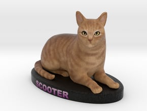 Customer Cat Figurine - Scooter in Full Color Sandstone