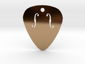 Guitar Pick Pendant in Polished Brass