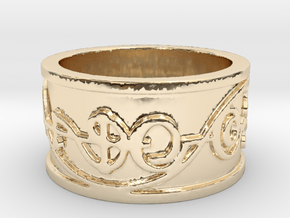 "IDIC" Vulcan Script Ring - Embossed Style in 14k Gold Plated Brass: 5 / 49