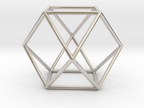 Vector Equilibrium - Cuboctahedron 40mm Sacred Geo in Rhodium Plated Brass