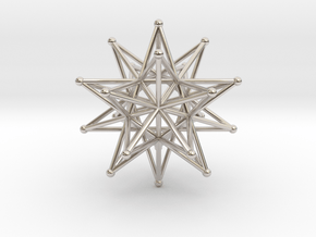 Stellated Icosahedron 40mm Sacred Geometry in Rhodium Plated Brass