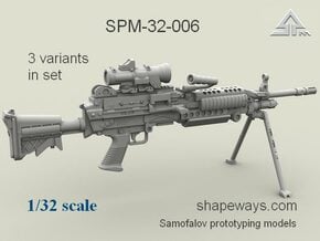 1/32 SPM-32-006 m249 MK48mod0 7,62mm machine gun in Clear Ultra Fine Detail Plastic