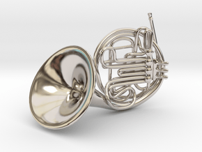 French Horn Pendant in Rhodium Plated Brass