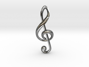 Treble Clef Pendant in Fine Detail Polished Silver