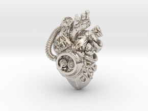 SteamPunk  Heart pendant in Rhodium Plated Brass