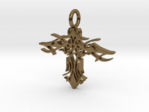 Pendant Tribal Cross Design 02 Model 03 - MCDStudi in Polished Bronze