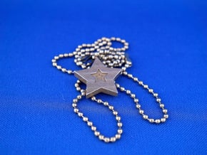 Star Charm (Precious metals)   in Polished Bronzed Silver Steel