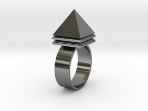 Pyramid Ring in Fine Detail Polished Silver