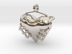 Heart Engine in Rhodium Plated Brass