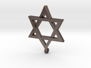 Twisted Star of David in Polished Bronzed Silver Steel
