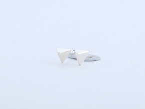 triangle ear stud in Fine Detail Polished Silver