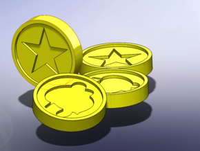 Mario 64 Coin in Yellow Processed Versatile Plastic