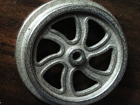 Curved Spoke Railroad Wheel in Polished Bronzed Silver Steel