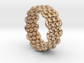 Wicker Pattern Ring Size 8 in 14k Rose Gold Plated Brass