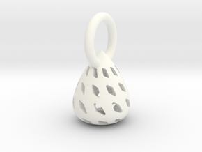 Patterned Egg Pendant in White Processed Versatile Plastic