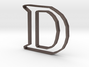 Typography Pendant D in Polished Bronzed Silver Steel