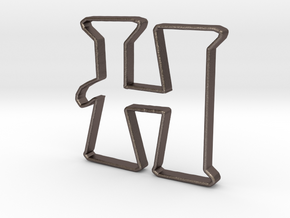 Typography Pendant H in Polished Bronzed Silver Steel