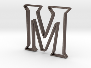Typography Pendant M in Polished Bronzed Silver Steel