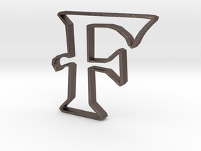 Typography Pendant F in Polished Bronzed Silver Steel