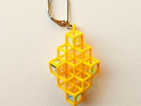 Cube Earrings 2 "Points of View" collection in Yellow Processed Versatile Plastic